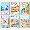 cupmod 6 Packs Paint by Number for Adults,Scenery-Cityscape DIY Acrylic Oil Painting Paint by Numbers Kits on Canvas,Adults Paint by Numbers Kits Drawing Paintwork for Home Decor