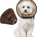 Dog Cone Collar Soft Cone for Medium Dogs After Surgery Adjustable Elizabethan Collar for Dogs to Stop Licking Wounds, Biting Stitches Professional Pet Recovery Cones E-Collar for Dog (M(Neck Girth:11.02"-14.17"), Brown)