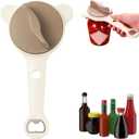 4 in 1 Multi-Purpose Jar Opener,Magnetic Stainless Steel Can Opener with Ergonomic Handle,Multi Size Lid Tool for Jars Cans Wine Bottles, Home Kitchen Helper(Beige)