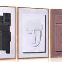 Aurlan Neutral Abstract Polygon Framed Wall Art(16"x24"), 3 PCS Minimalist Black Beige Brown 3D Textured Canvas Artwork, Large Modern Geometric Illustration Art Wall Decor for Office Living Room Bedroom