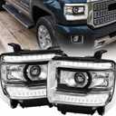 Headlight Clear Lens LED Daytime Running Lamps for GMC Sierra 1500 14-18