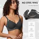 Seamless Wireless Bra for Women with Support - No Underwire Full Coverage Push Up Bras (Black, XL)