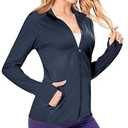 Boladeci Light Jackets for Women Summer - Athletic Jackets SPF 50 Uv Protection Workout Running Gym Travel Yoga, Navy Blue, Size XX-Large