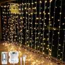 LE Fairy Curtain Lights Battery Operated & USB Plug in, Remote 10 x 10 ft Hanging String Lights for Bedroom Wall, 300 LED Indoor Outdoor Twinkle Lights for Wedding Party Backdrop Tent, Patio, Gazebo