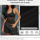 Sexy Mesh Sheer Tops for Women See Through High Neck Low Cut Scoop Back Slim Fitted Tank Mesh Shirt Going Out Tops (M)