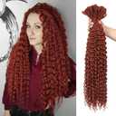 WIGER 350 Ginger DE Curly Dreads Extension Wavy Double Ended Dreadlock Crochet Hair Copper Red DE Wavy Twisted Hippie Dreadlock Handmade Synthetic Locs Hair (50 Strands Curly Dreads, 350)