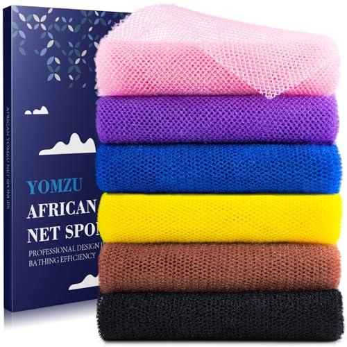 African Net Sponge Exfoliating Bath Sponge Scrubbing Long Rag Wash Shower Body Scrubber - 6 Pieces