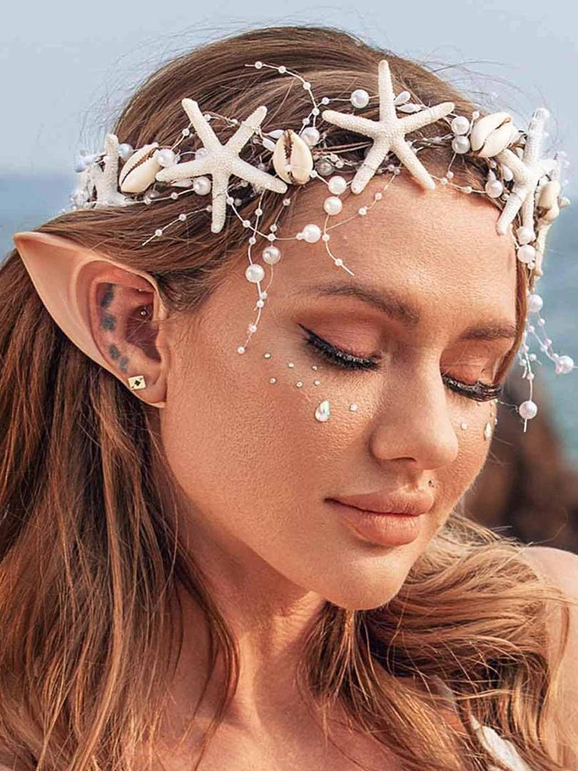 Catery Starfish Headband Seashell Mermaid Crown Headpiece Pearl Beach Wedding Hair Accessories for Women