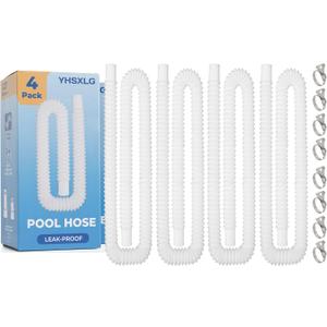 Pool Hoses for Above Ground Pools, 4 Pack 1.25 Inch Pool Filter Pump Hoses, Compatible with Pool Filter Pump 607, 637 With 8 Metal Clamps