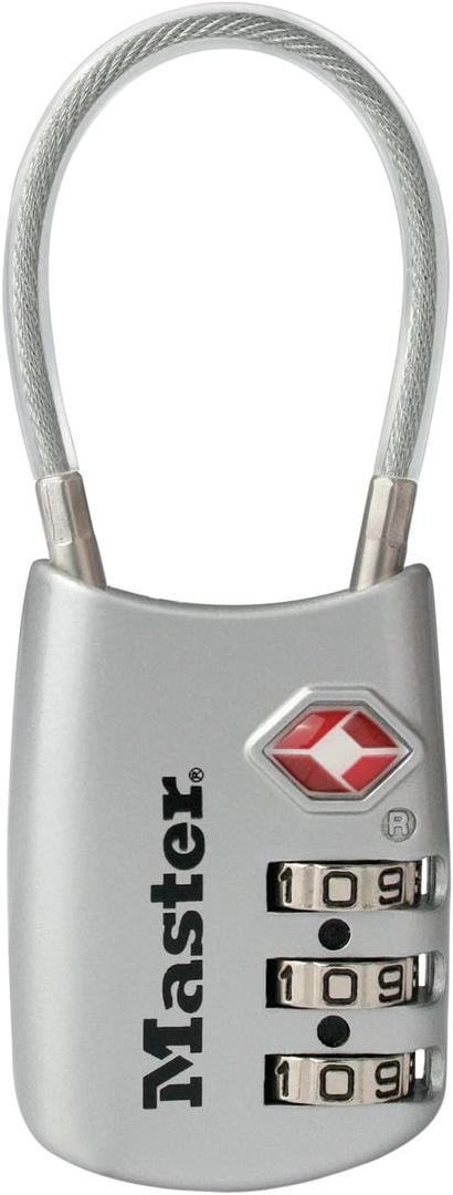 Master Lock Padlock, Set Your Own Combination TSA Locks for Luggage, Travel Zipper Lock with Cable Shackle is 1-3/16 in. Wide, 4688T, 2 Count (Pack of 1)