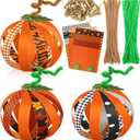 Epakh 45 Pcs Paper Strip Fall Pumpkin Craft Kit - Thanksgiving Gratitude Pumpkin Thankful Crafts Halloween DIY Paper Strip Art for Autumn Holiday Religious School Classroom Activities Party Decor