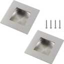 2 Pack Recessed Door Handles Polished Handles Square Sliding Door Pull, Size: 2.8X2.8inch