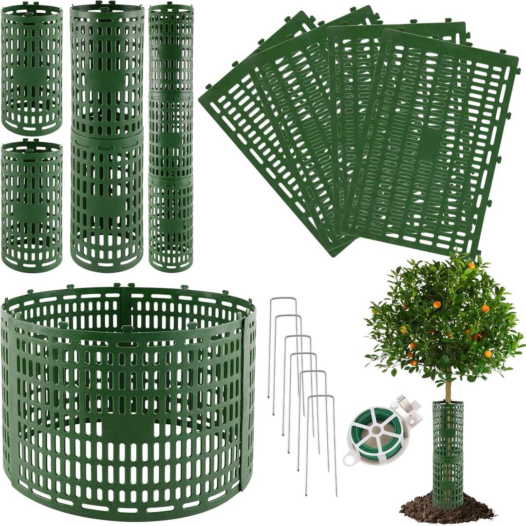 20 Pack Tree Trunk Protector, Expandable Tree Guard Wraps to Protect Bark with Twist Tie and Metal Stakes, Plant Shrub Protectors from Deer, Rodents, Animals, Trimmers, Mowers