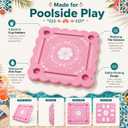 Floating Mahjong Table for Pool, 31.5-Inch Waterproof Double-Sided EVA Game Board with Cup Holders and Pink Hawaiian Wavy Edge for Parties and Game Nights