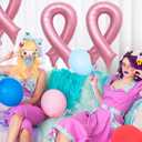 2 x Breast Cancer Pink Ribbon Balloons Ribbon Shaped Foil Balloon Breast Cancer Awareness Aluminum Balloons Set for Party Decoration Fundraising Event Supplies 3PCS