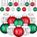 Vinsot 12 Pcs Christmas Ball Ornaments for Tree 2.4 Inch Red Green White Christmas Hanging Decorations Peace Believe Joy Snow Noel Merry Holiday Decor for Home Winter
