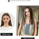 AIKO PRO Korean Fashion 33 Inch Long Straight Wig, Natural Heat-Resistant Synthetic Hair Wigs with White Highlights For Daily Wear and Cosplay, Brown & White
