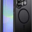 Ezanmull for Samsung Galaxy A36 5G Phone Case Magnetic Shockproof, [Fit for MagSafe] [Glass Screen Protector + Camera Lens Protector] Translucent Anti-Fingerprint (Black)