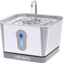 Stainless Steel Cat Water Fountain 135oz/4L: Battery Operated Wireless Cat Fountains for Drinking Indoor, Automatic Pet Water Dispenser with Ultra Quiet Pump, Multi-Filtration(2Filters)