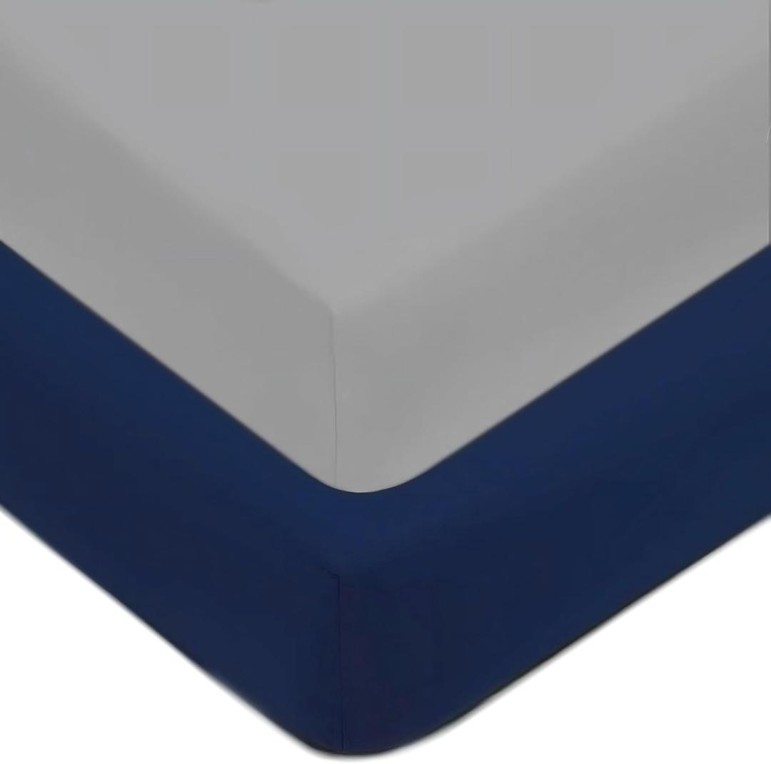 American Baby Company 2 Pack Fitted Crib Sheets 52" x 28" - Ultra Soft Microfiber Crib and Toddler Bed Sheets, Gray/Navy, Neutral for Boys & Girls