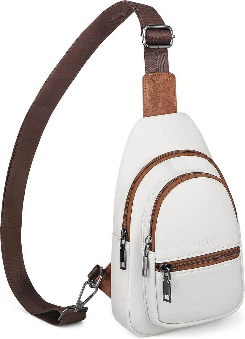 Sling Bag for Women, Crossbody Bags Purse for Women Trendy Vegan Leather Fanny Pack with Adjustable Strap (Z-beige Brown)