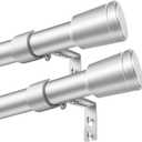 1” Diameter Silver Curtain Rods for Windows, 2 Pack 3090 Inch Heavy Duty Window Rods, Long Adjustable Curtain Rod, Fits Most Standard Windows, Suitable for Bedroom, Living Room, Farmhouse