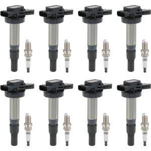 Set of 8 Ignition Coil Pack & Spark Plug Compatible With Jaguar S-Type XF XJ8 XJR XK XK8 XKR Land Rover LR3 Range Rover Sport V8 4.2L Replace# UF519, 4744015, 4526466, AJ83415, AJ87644