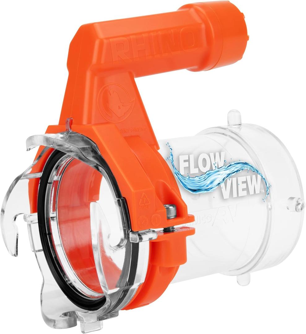 Camco Rhino RV Sewer Hose Extender PRO 5 Sewer Hose Extension Torque-Grip Handle with Built-in LED Flashlight The Easiest Way to Connect Your RV Sewer Hose (39570)