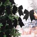 Janinka 12 Pcs Black Christmas Velvet Bows 6 Inch Rustic Wreath Gift Bows Vintage Xmas Velvet Ribbon Bow Ornaments for Xmas Farmhouse Tree Garland DIY Craft Wrapping Decorative