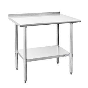 Hally Stainless Steel Table for Prep & Work 24 x 36 Inches, Commercial Heavy Duty Table with Undershelf and Backsplash for Restaurant, Home and Hotel (24''x36'')