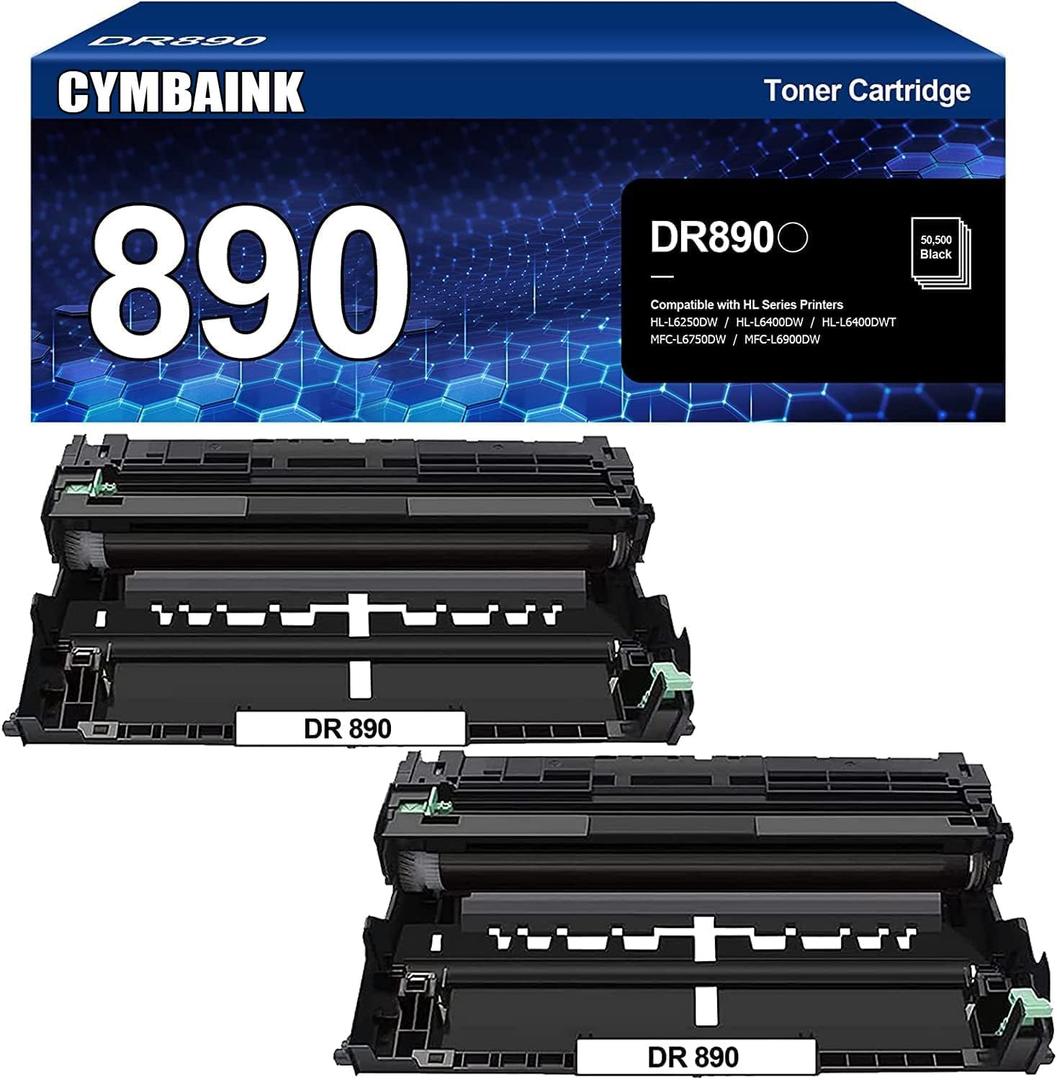 2 Pack Compatible DR890 DR-890 Drum Unit Replacement for Brother HL-L6400DW HL-L6400DWT HL-L6250DW MFC-L6900DW MFC-L6750DW