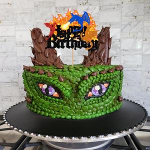 Dragon Cake Topper for Boys Girls Baby Shower Fire-breathing Dragon Knight Castle Party Supplies Glitter Dragon Happy Birthday Cake Decorations