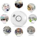 LSHOME 3 Pack Smoke Detector Fire Alarms 9V Battery Operated Photoelectric Sensor Smoke Alarms Easy to Install with Light Sound Warning, Test Button,9V Battery Included Fire Safety for Home