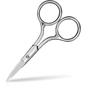 2 x Eyebrow Scissors, Small Scissor for Mustache, Beard, Eyelashes, Cuticle - High Carbon Stainless Steel Fine Straight Tip Nose Hair Scissors