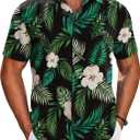COOFANDY Mens Button Down Shirts Short Sleeve Casual Shirt Summer Beach Wedding Shirts (Medium, Black - Floral)