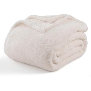 Blanket Classic Extra-Fluffy Plush Throw Blanket, Soft Fuzzy Fluffy Long Hair Throw Blanket for Couch Sofa Bed, Cream, 50x60 Inches (Throw/Throw XL)