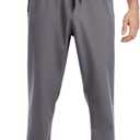 Men's Fleece Lined Pants Winter Athletic Workout Running Sweatpants Zipper Pockets Water Resistant Warm Joggers (Gray, XXL)