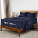 Mellanni Extra Deep King Sheets - 4 PC Iconic Collection Bedding - Hotel Luxury, Ultra Soft, Cooling Bed Sheets - Wrinkle, Fade, Stain Resistant (King, Navy Blue)