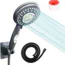 handheld High pressure shower head with on off switch water saving | rvcamper shower head replacement with 60'' Hose and bracket - Black