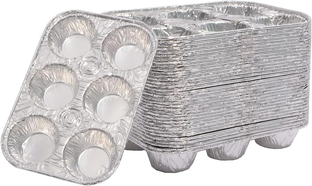 Muffin Pan 6-Cup Cupcake Aluminum Pans Favorite Muffin Tin Size for Baking Cupcakes - Standard Size (6-cup-20Pack)
