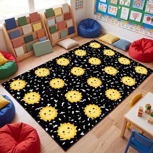 Tinideya 5 x 7.5 ft Classroom Rug, Black Sun Composition Carpet