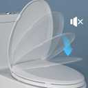 Hibbent Elongated Toilet Seat with Oval Cover, Soft Close Toilet Seat, Easy to Install,Never Loosen Hinge to Prevent Shifting, Non-slip Seat Bumpers and Easily Cleaning(White)