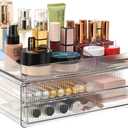 ZHIAI stackable storage drawers, acrylic storage rack, cosmetics and beauty products organizer, suitable for makeup room, bathroom, pantry, home bedroom storage