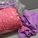 JQinHome Full Size Pink Purple Comforter Set, 6 Piece Bed in A Bag 3D Colorful Bedding Set for Girls Women(1 Comforter,2 Pillowcases,1 Flat Sheet,1 Fitted Sheet,1 Cushion Cover)