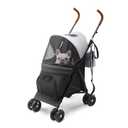 TerraPede 10lbs Ultra-Lightweight Pet Stroller - Compact Folding Umbrella Stroller with Durable Shoulder Strap, 3-Compartment Organizer & Cup Holder - Portable Dog Cat Travel Carriage, Dark Gray