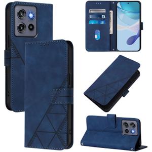 For Moto G Play 5G 2026/Moto G 2026 Leather Case, Geometric Patterns Wallet Case with 3 Card Slots, Magnetic Closure Kickstand Flip Phone Case Shockproof Cover, Blue