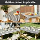 Rectangle Picnic Table Cloth, Elastic Waterproof Fitted Vinyl Tablecloths for 4 Foot Tables, Wipeable Flannel Backed Table Covers for Dining, Camping, Outdoor(Black Plaid,24"x48")