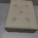 Poofzy Small Foot Stool Ottoman, Linen Ottoman Foot Rest with Legs, Rectangle Foot Rest for Couch, Footstools and Ottomans Small for Living Room and Entryway (Beige)