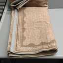 GarveeHome Scalloped 3x5 Rug Washable Non-Slip Low-Pile Indoor Rugs for Entryway Solid Tan Jute Digital Printing Modern Carpet for Kitchen Bedroom Living Room Bathroom Indoor Mat