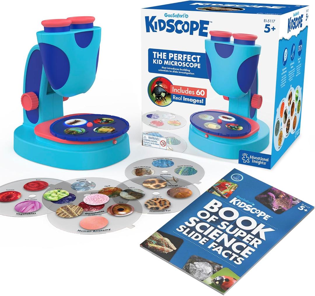 Educational Insights GeoSafari Kidscope - STEM Toys for Kids, Toddler Learning Toys, Kids Microscope with Prepared Slides, Science Set for Boys and Girls Ages 5+